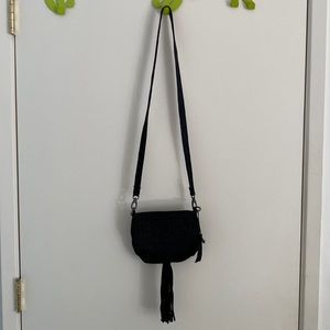 Black leather crossbody bag